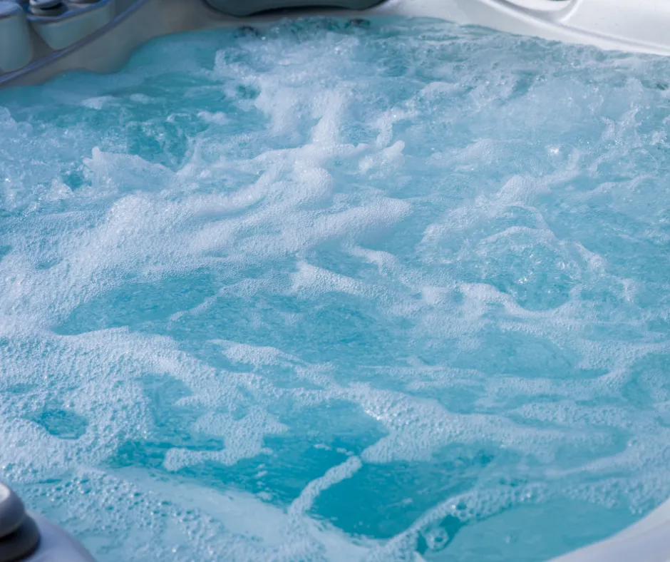 Close-up of bubbling hot tub water